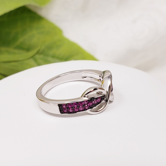 New - 925 Sterling Silver Infinity Pave Pink CZ Ring Sz8 - Picture 6 of 7